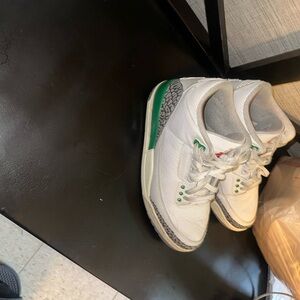 White and Green Lace-Up Sneakers with Classic Silhouette